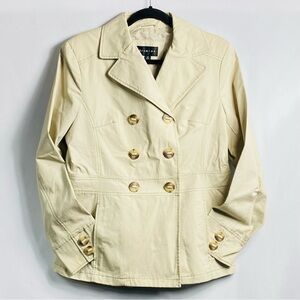 Braetan Women’s Medium Tan Double Breasted Button Down 100% Cotton Blazer/Jacket